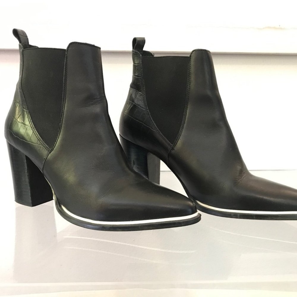 Office London Black Leather Bootie